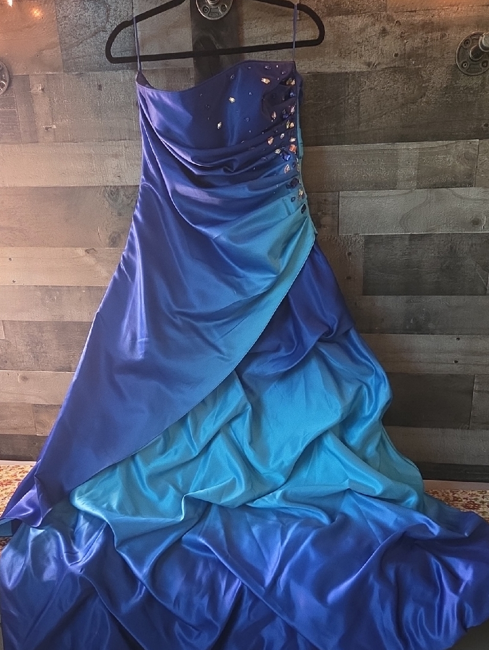 Reign Blue Satin Prom Gown Sz 15/16